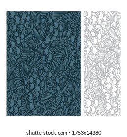 Grape and vine hand drawn different vector illustrations. Vineyard engraving style various backgrounds. Part of set.