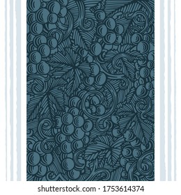 Illustration vectorielle dessinée à la main de raisin et de vigne. Arrière-plan grunge vintage. Partie de la collection.
