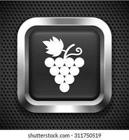 Grape Vine on Black Square Button