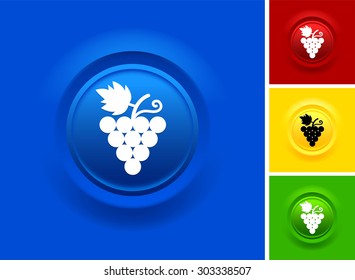 Grape Vine on Blue Bevel Round Button