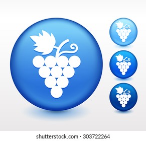 Grape Vine on Blue Round Button