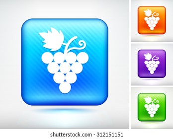 Grape Vine on Blue Square Button