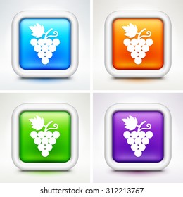 Grape Vine on Colorful Square Buttons