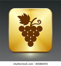 Grape Vine on Gold Square Button