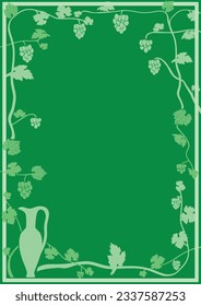 grape vine on green vector background - decorative template