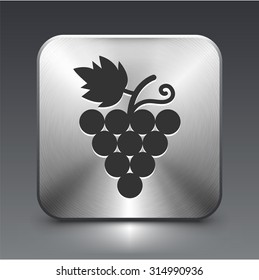 Grape Vine on Silver Square Button