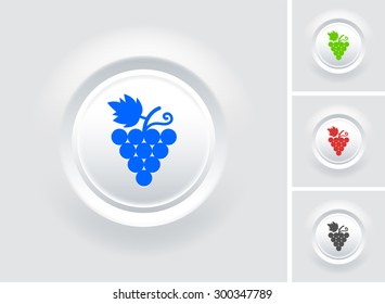 Grape Vine on White Bevel Round Button