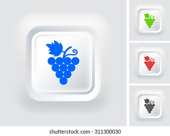Grape Vine on White Square Button