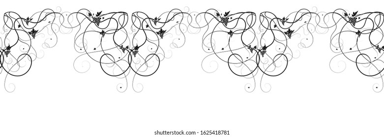 grape vine pattern contour ornament on a white background. vector