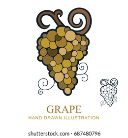 Grape vine vector icon, flat symbol. Simple and stylish hand drawn logo illustration.