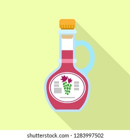 Grape vinegar bottle icon. Flat illustration of grape vinegar bottle vector icon for web design