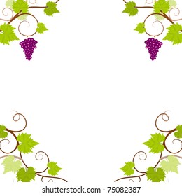 Grape vines frame. Vector illustration.