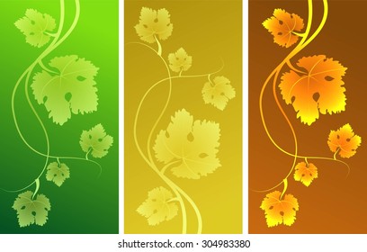Grape vines, leaves, autumn background