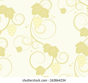 Grape vines seamless background. Vector illustration.