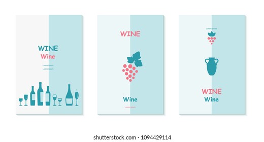 Grape vines, wineglasses and decorative elements set. Vector illustration.