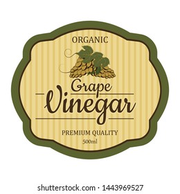 Grape Vintage vinegar label frame design for stickers and other design, banners . Vector isolated ready design