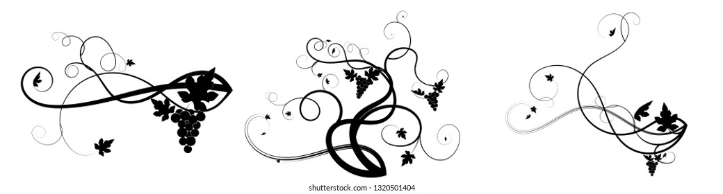 grape weaving tangled plant black on white background