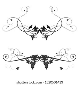 grape weaving tangled plant black on white background