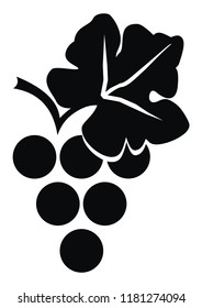 grape wine, black silhouette, vector icon, isolated illustration