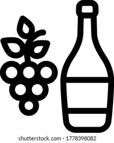 icono vectorial de botella de vino de uva