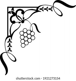 Grape wine brunch decorative  corner element and frame detail  