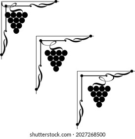 Grape wine brunch decorative corner element and frame detail
