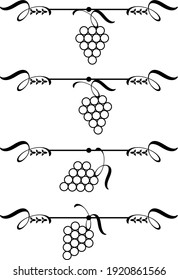 Grape wine brunch decorative element and text breaks and dividers set