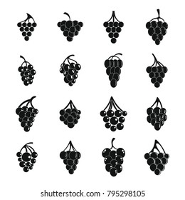 Grape wine bunch icons set. Simple illustration of 16 grape wine bunch alcohol logo vector icons for web