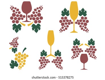 Grape wine decoration vector.illustration with vintage wine glass decoration isolated.Suitable for Poster.
