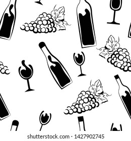 grape wine drink vector seamless pattern. Perfect for menu, cards, invitation