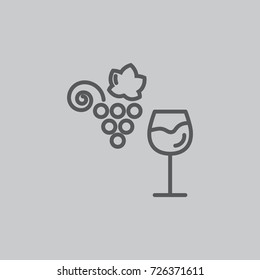 Grape and Wine in glass icon Vector Illustration on the white background.