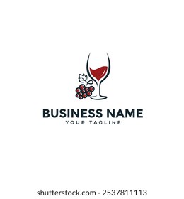 grape wine glass logo design