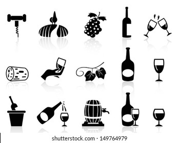grape wine icons set