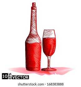 grape wine , illustration in vector format,hand drawn sketch