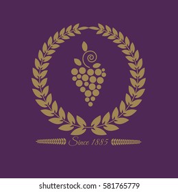 Grape wine label illustration eps 10 vector