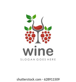 Grape and wine logo design vector