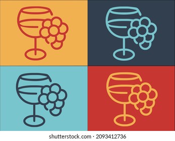 Grape Wine Logo Template, Simple Flat Icon of wine,grape,vineyard