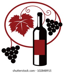 Grape wine simple two color vector illustration.