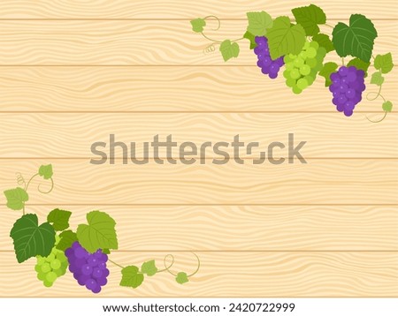 Grape and woodgrain background frame