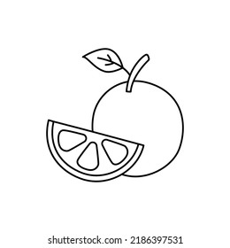 Grapefrui-Fruchtsymbol im Strichstil, einzeln auf weißem Hintergrund