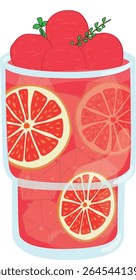 Grapefruit Ade with Ice and Sorbet | Cute Summer Drink Illustration