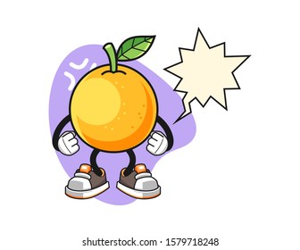 Grapefruit angry with speech bubble cartoon. Mascot Character vector.