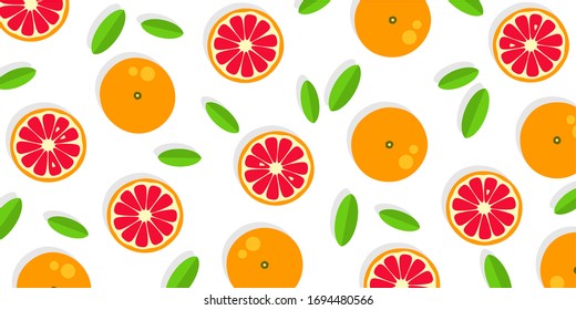 Grapefruit background. Orange tangerine grapefruit lemon lime on a white background. Vector illustration of summer fruits and citrus. Citrus icons silhouettes. Cute painted grapefruits. Tropical fruit