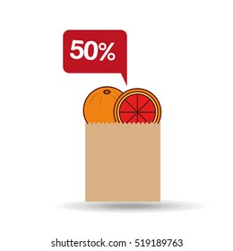 grapefruit bag filled fruit offer design vector illustration eps 10