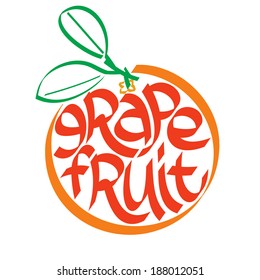 Grapefruit calligraphy, typography. Fruit calligraphy. Fruit typography.