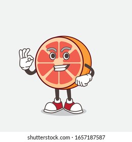 Caricatura de mascota Grapefruit con gesto de llamada