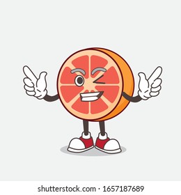Grapefruit cartoon mascot character with Winking eye