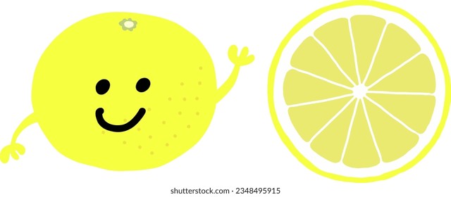 Grapefruit character colored flat illustration. Vector icon.Hands can move.
