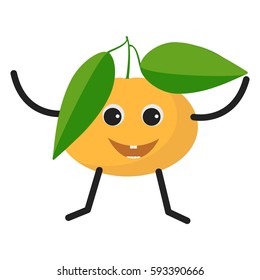 Grapefruit character. Funny doodle cartoon berry. Isolated on white background. Flat vector stock illustration
