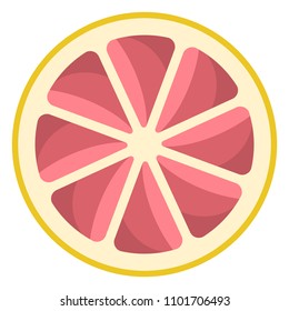 Grapefruit Citrus Illustration - Round grapefruit slice or cross section isolated on white background